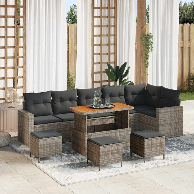 Havesofa Sæt 10 pcs Grå polyrattan