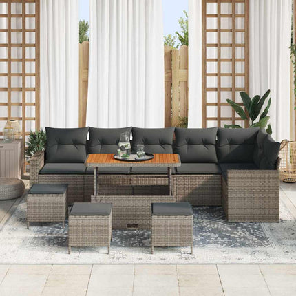 Havesofa Sæt 10 stk. Grå polyrattan