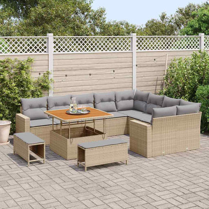 Havesofa Sæt 12 pcs Beige polyrattan