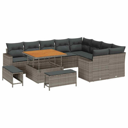 Havesofa Sæt 12 pcs Grå polyrattan