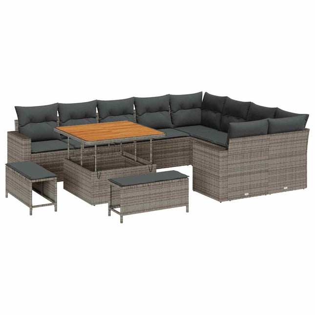 Havesofa Sæt 12 pcs Grå polyrattan