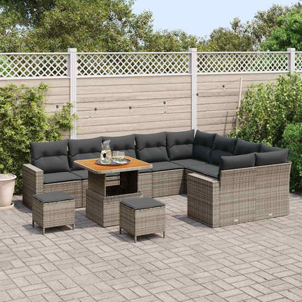 Havesofa Sæt 12 stk. Grå polyrattan