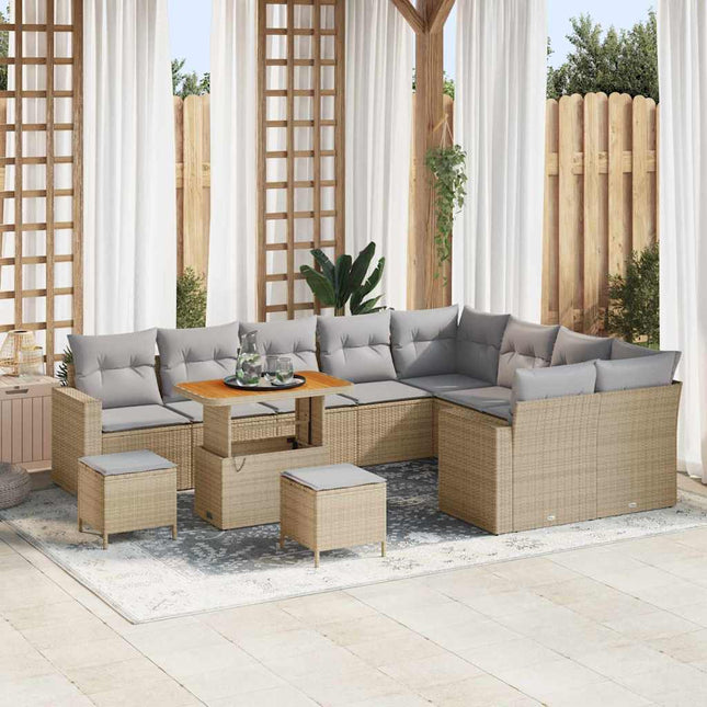 Havesofa Sæt 12 pcs Beige polyrattan