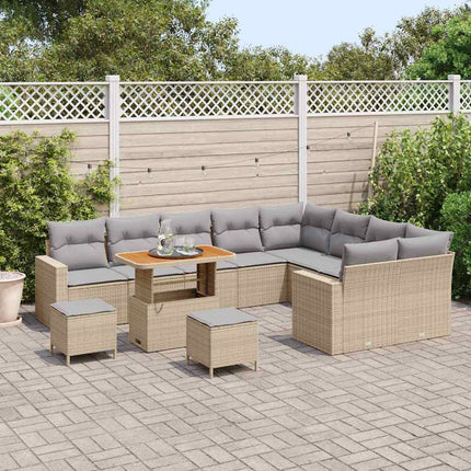 Havesofa Sæt 12 pcs Beige polyrattan