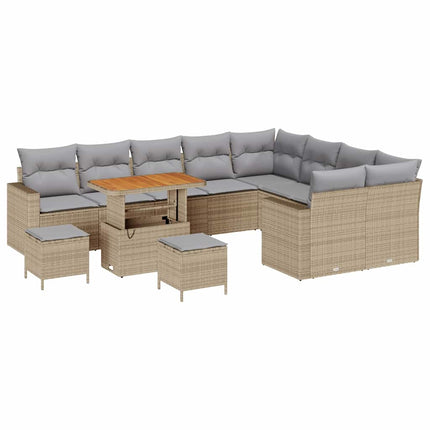 Havesofa Sæt 12 pcs Beige polyrattan