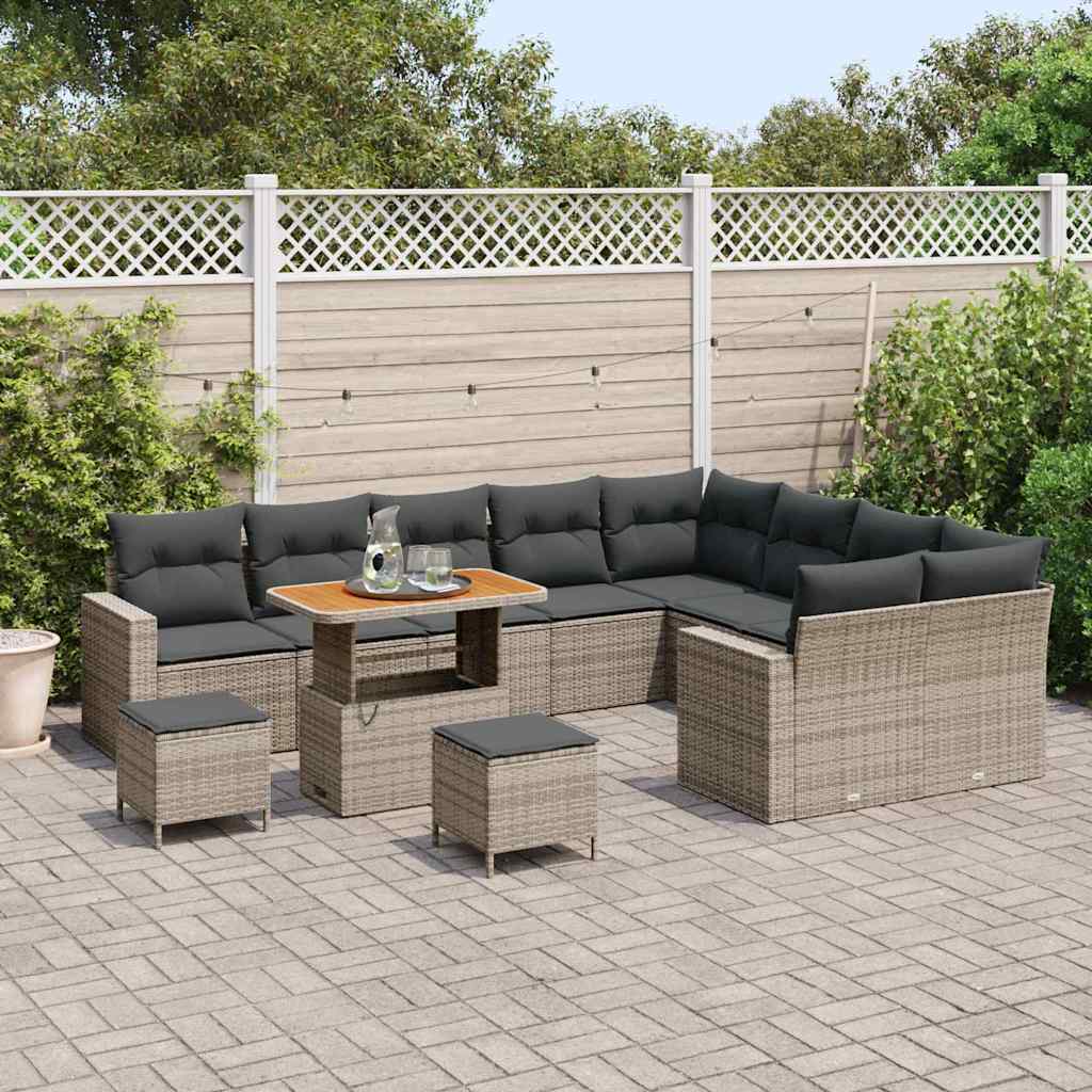 Havesofa Sæt 12 pcs Grå polyrattan