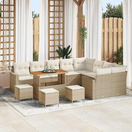 Havesofa Sæt 13 pcs Beige polyrattan
