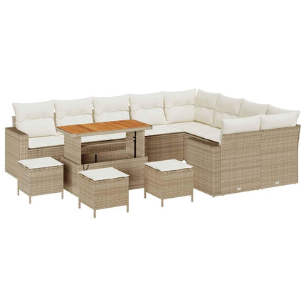 Havesofa Sæt 13 pcs Beige polyrattan