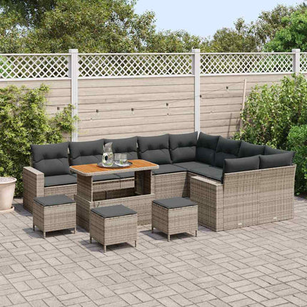 Havesofa Sæt 13 pcs Grå polyrattan