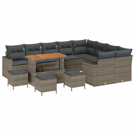 Havesofa Sæt 13 pcs Grå polyrattan