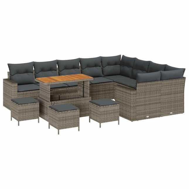 Havesofa Sæt 13 pcs Grå polyrattan
