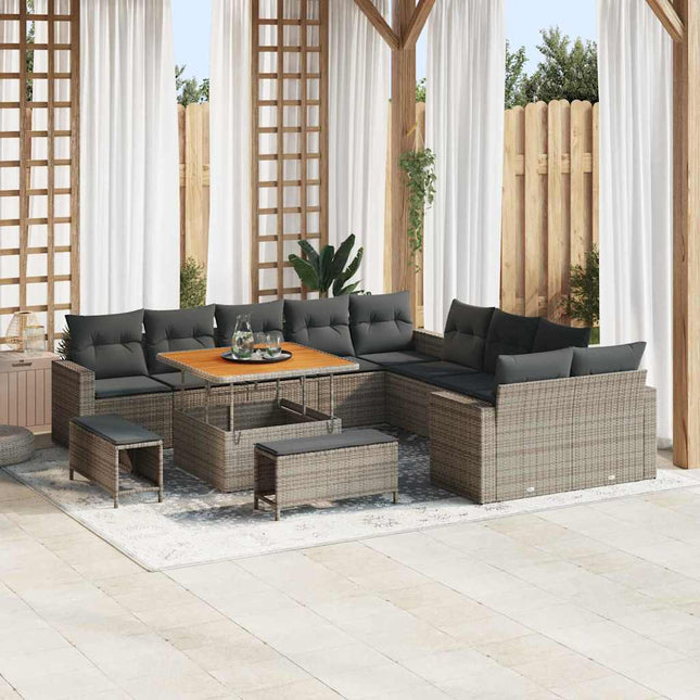 Havesofa Sæt 13 pcs Grå polyrattan
