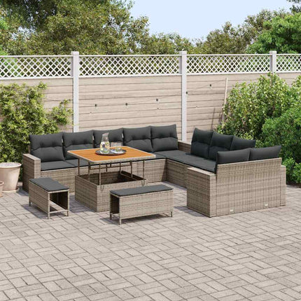 Havesofa Sæt 13 pcs Grå polyrattan