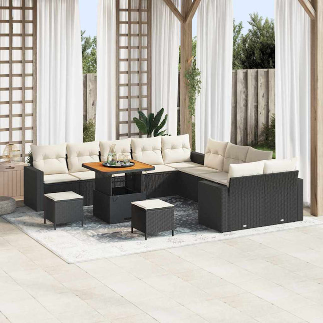 Havesofa Sæt 13 pcs Sort polyrattan