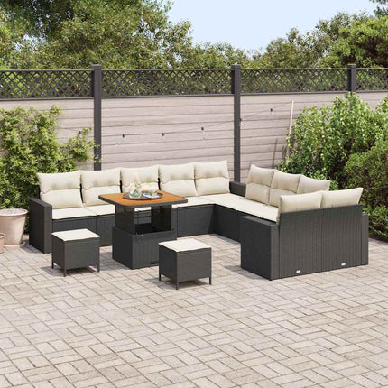 Havesofa Sæt 13 pcs Sort polyrattan