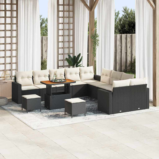 Havesofa Sæt 13 pcs Sort polyrattan