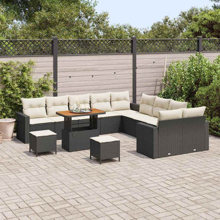 Havesofa Sæt 13 pcs Sort polyrattan