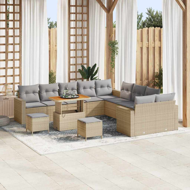 Havesofa Sæt 13 pcs Beige polyrattan