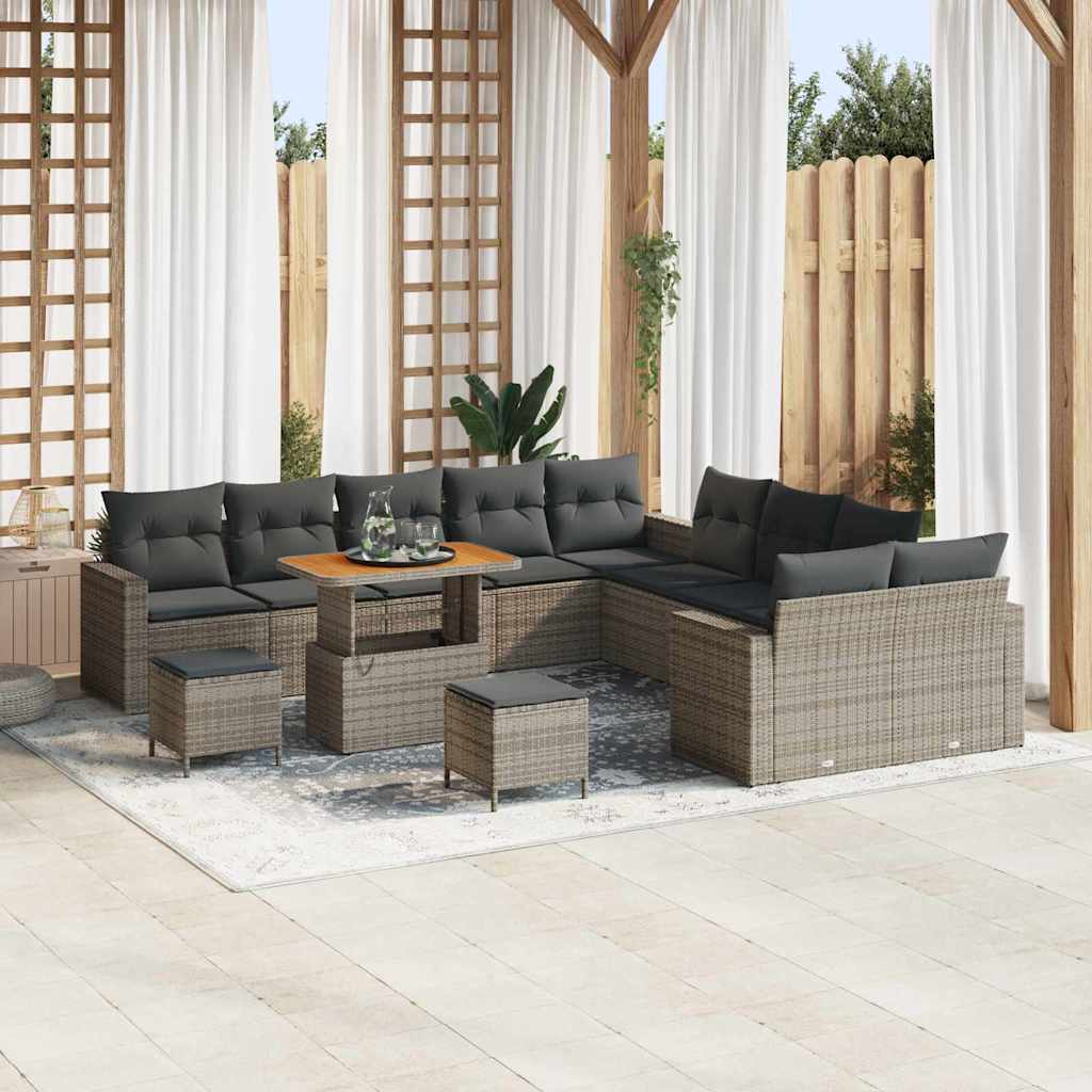 Havesofa Sæt 13 pcs Grå polyrattan