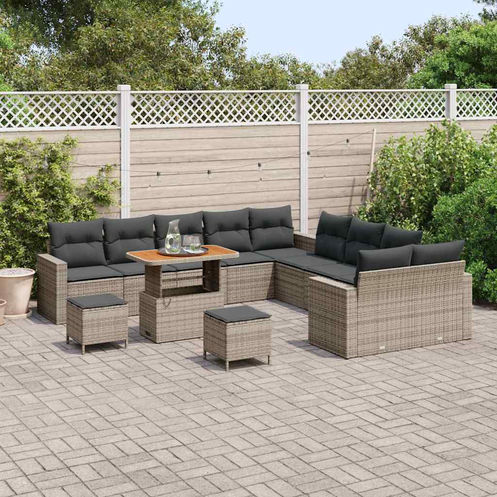 Havesofa Sæt 13 pcs Grå polyrattan