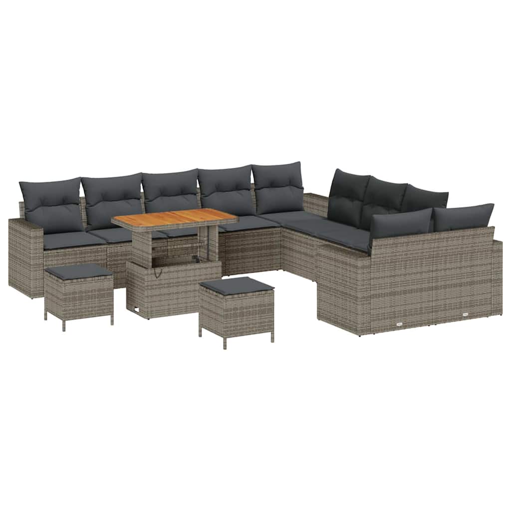 Havesofa Sæt 13 pcs Grå polyrattan