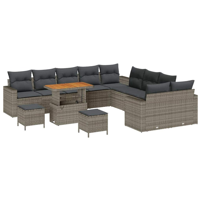 Havesofa Sæt 13 pcs Grå polyrattan
