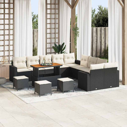 Havesofa Sæt 14 pcs Sort polyrattan