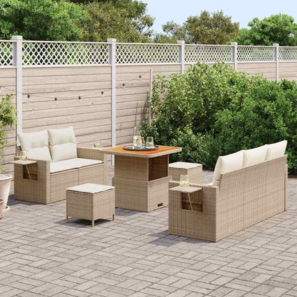 Havesofa Sæt 8 stk. Beige polyrattan