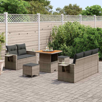 Havesofa Sæt med pude 8 pcs Grå polyrattan