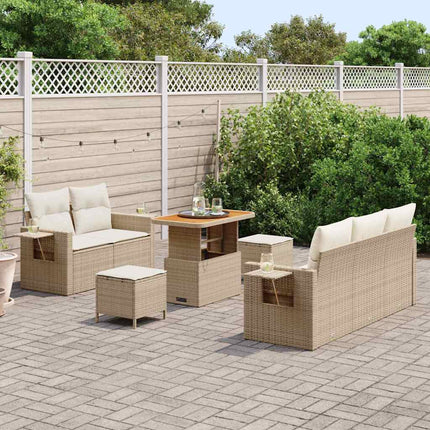 Havesofa Sæt med pude 8 pcs Beige polyrattan