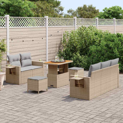 Havesofa Sæt 8 stk. Beige polyrattan