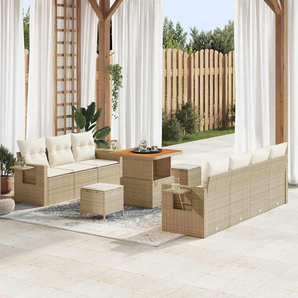 Havesofa Sæt 10 stk. Beige polyrattan