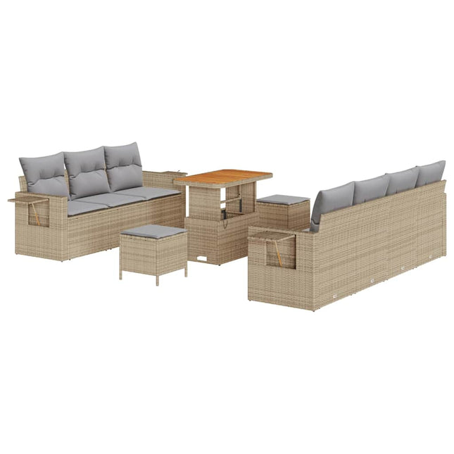 Havesofa Sæt 10 pcs Beige polyrattan