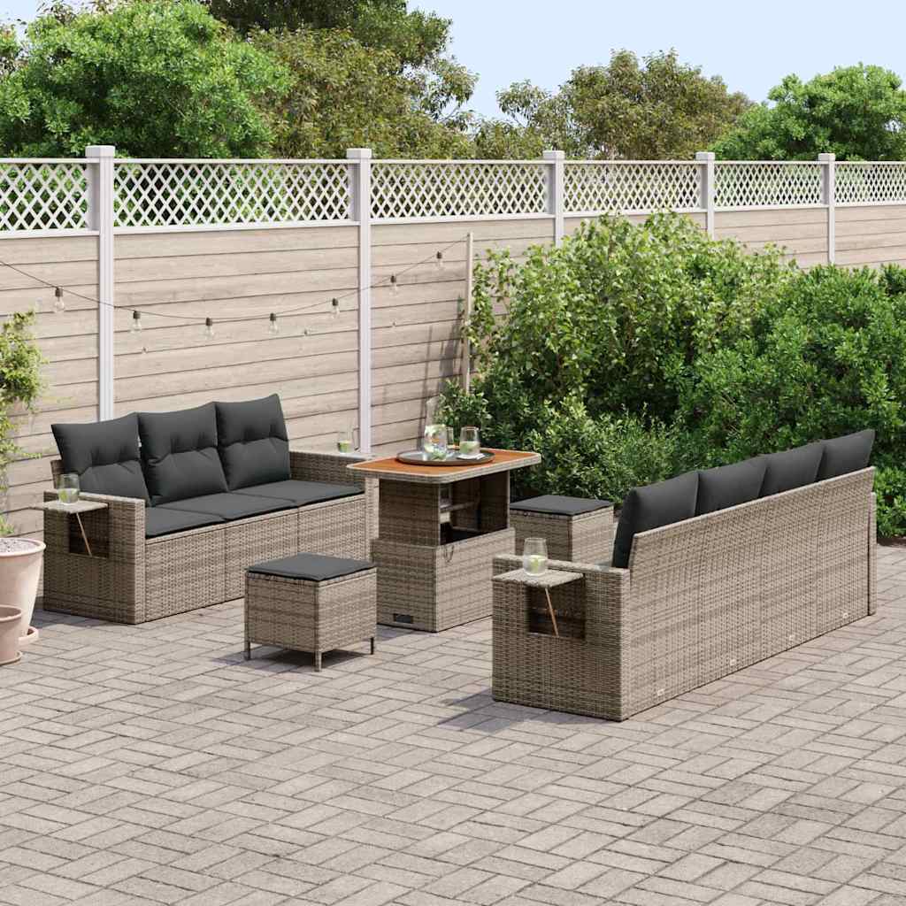 Havesofa Sæt 10 pcs Grå polyrattan