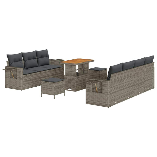 Havesofa Sæt 10 pcs Grå polyrattan
