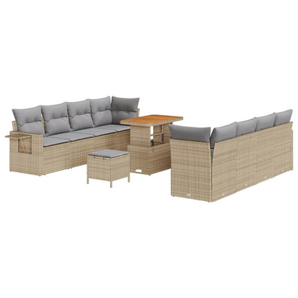 Havesofa Sæt 11 stk. Beige Poly rattan