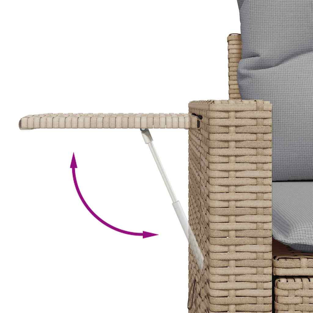 Havesofa Sæt med pude 11 pcs Beige Poly rattan
