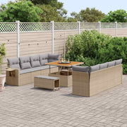 Havesofa Sæt med pude 11 pcs Beige Poly rattan
