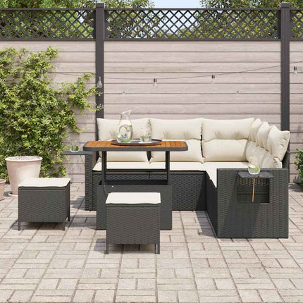 Havesofa Sæt 8 stk. Sort polyrattan