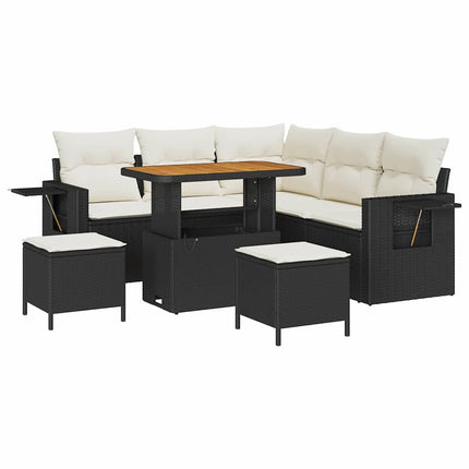 Havesofa Sæt 8 stk. Sort polyrattan