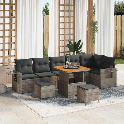 Havesofa Sæt 9 stk. Grå polyrattan