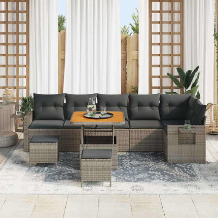 Havesofa Sæt 9 stk. Grå polyrattan