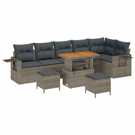 Havesofa Sæt 9 pcs Grå polyrattan
