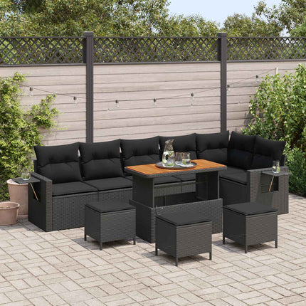 Havesofa Sæt 10 pcs Sort polyrattan