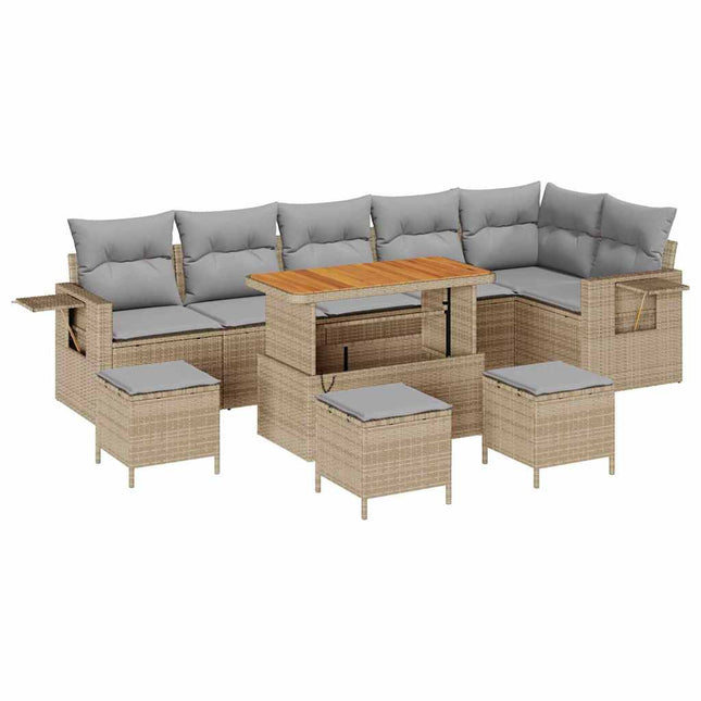Havesofa Sæt 10 pcs Beige polyrattan