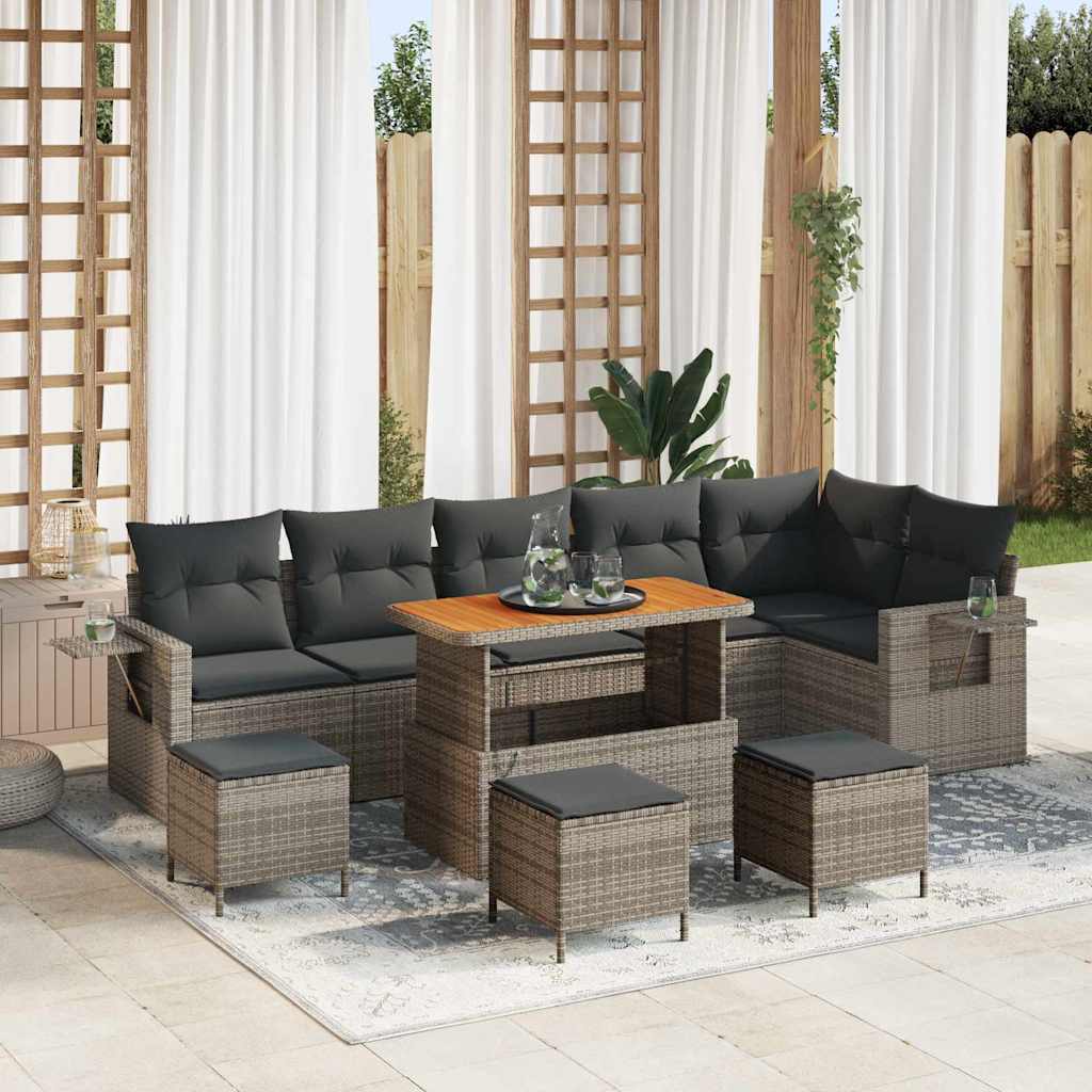 Havesofa Sæt 10 pcs Grå polyrattan