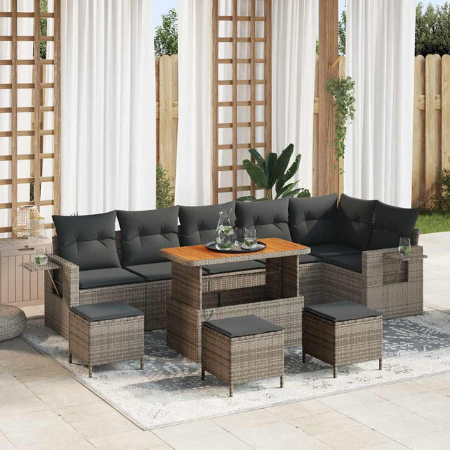 Havesofa Sæt 10 pcs Grå polyrattan