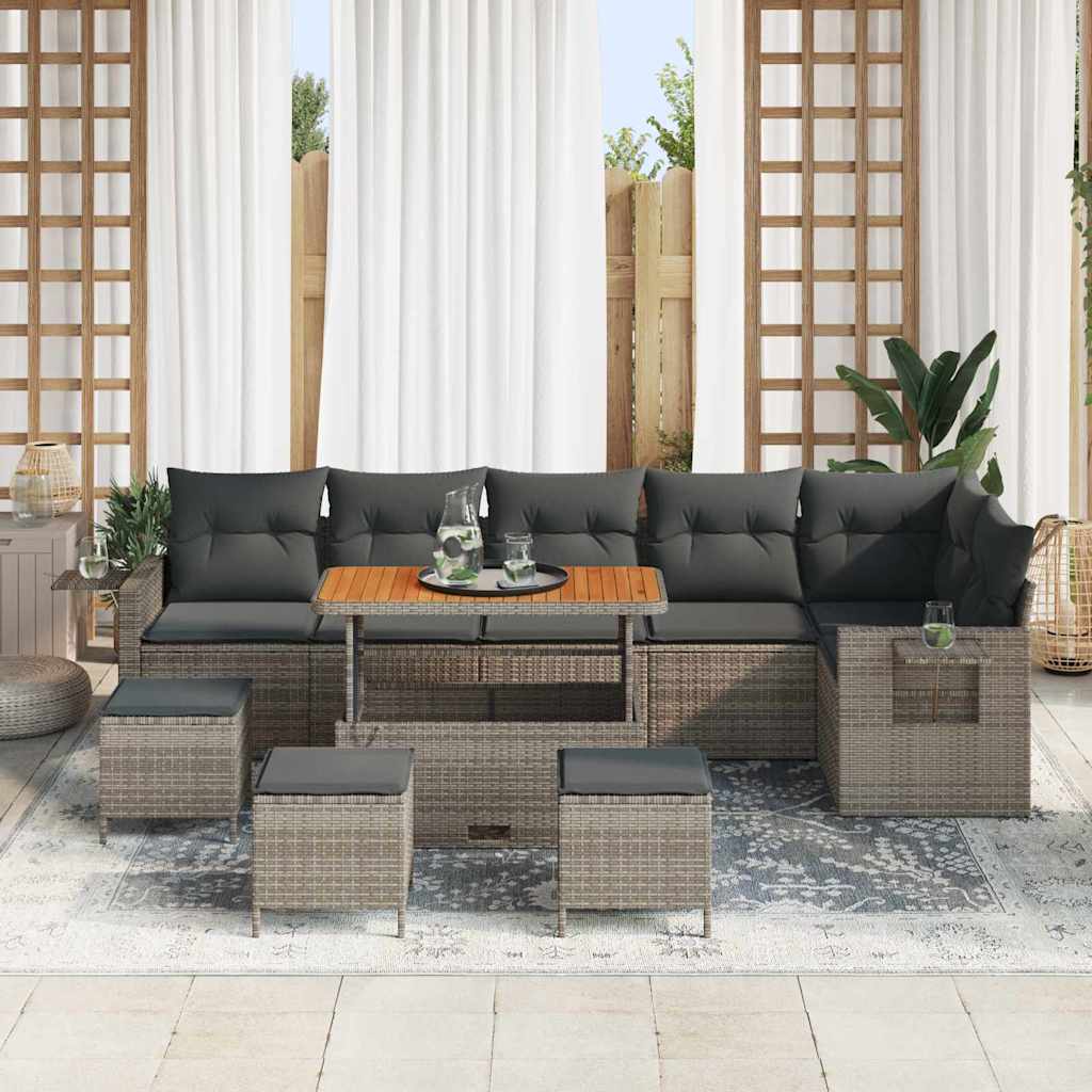 Havesofa Sæt 10 pcs Grå polyrattan
