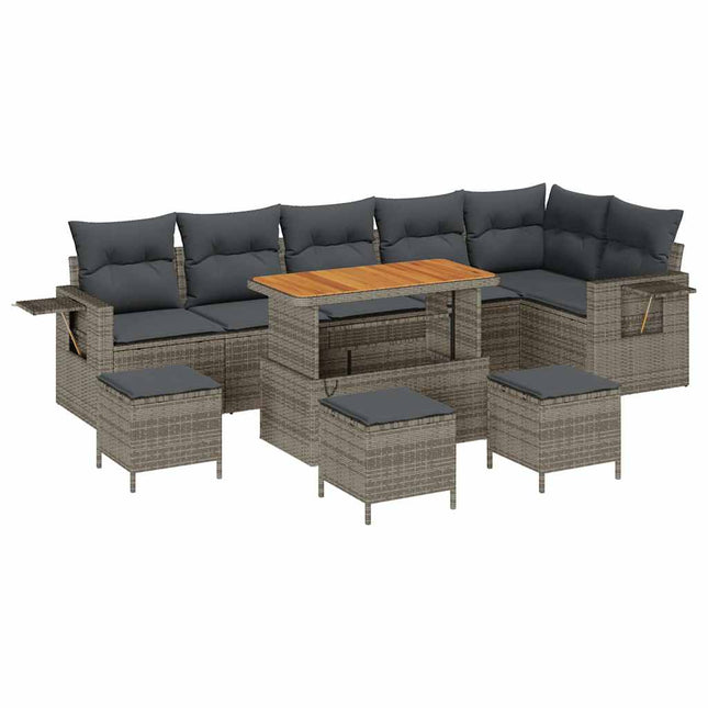 Havesofa Sæt 10 pcs Grå polyrattan