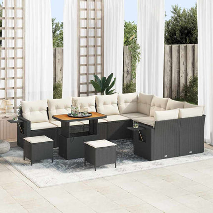 Havesofa Sæt 12 pcs Sort polyrattan
